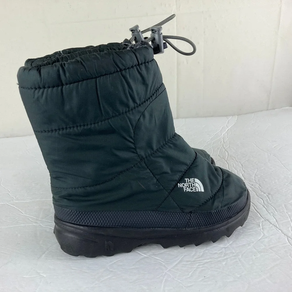The North Face Nuptse‎ Padded Winter Boots Boys Sz 2 Black Insulated Snow Puffer